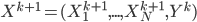 X^{k+1} = (X_1^{k+1}, ..., X_N^{k+1}, Y^{k})